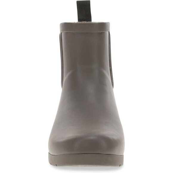 Women’s Brown Waterproof Plush Lined Slip On Rain Ankle Slim Chelsea Boots - Picture 2 of 13